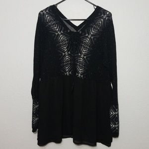 New Torrid 1 Black Knit Chiffon Sweater